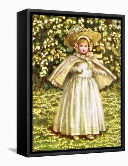 'A baby in white' by Kate Greenaway-Kate Greenaway-Framed Premier Image Canvas