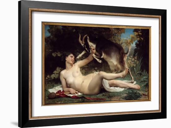 A Bacchante She's Represented with a Goat. Painting by William Adolphe Bouguereau (1825-1905) 1862-William-Adolphe Bouguereau-Framed Giclee Print