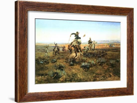 A Bad One-Charles Marion Russell-Framed Art Print