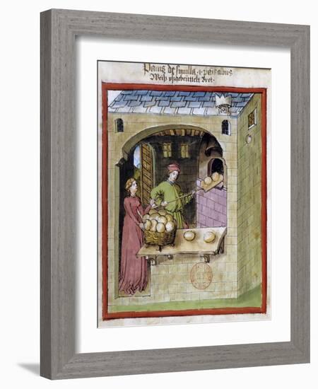 A Baker Bakes Loaves of Bread -15Th Century Miniature-null-Framed Giclee Print