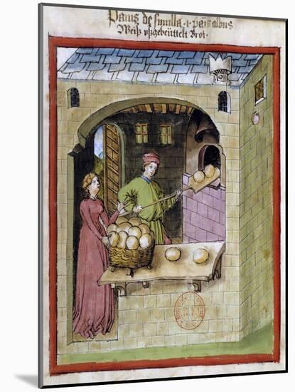 A Baker Bakes Loaves of Bread -15Th Century Miniature-null-Mounted Giclee Print