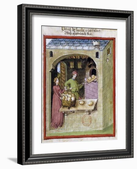 A Baker Bakes Loaves of Bread -15Th Century Miniature-null-Framed Giclee Print