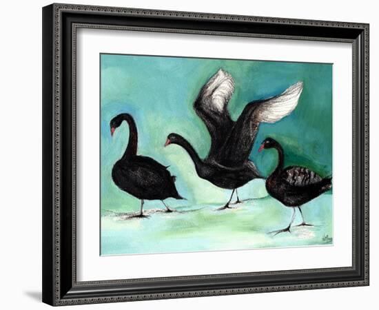 A Ballet of Black Swans, 2013-Nancy Moniz-Framed Giclee Print