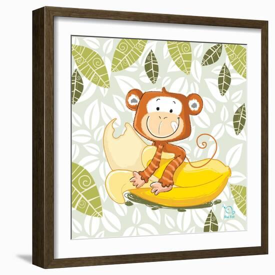 A Banana Ride-Blue Fish-Framed Art Print