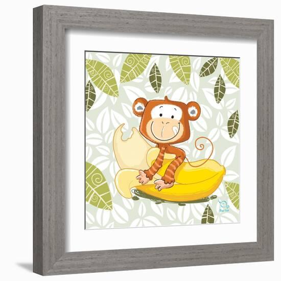 A Banana Ride-Blue Fish-Framed Art Print