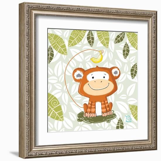 A Banana Tale-Blue Fish-Framed Art Print