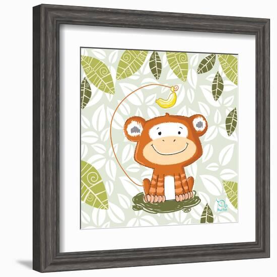 A Banana Tale-Blue Fish-Framed Art Print