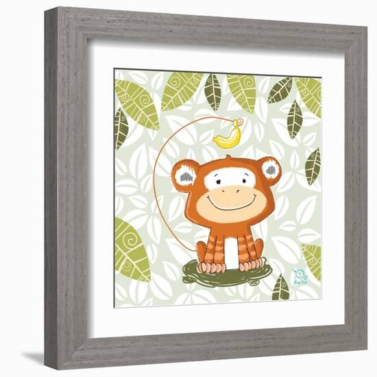 A Banana Tale-Blue Fish-Framed Art Print