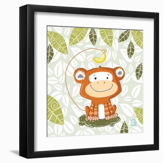 A Banana Tale-Blue Fish-Framed Art Print