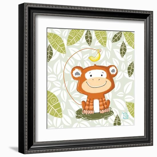 A Banana Tale-Blue Fish-Framed Art Print