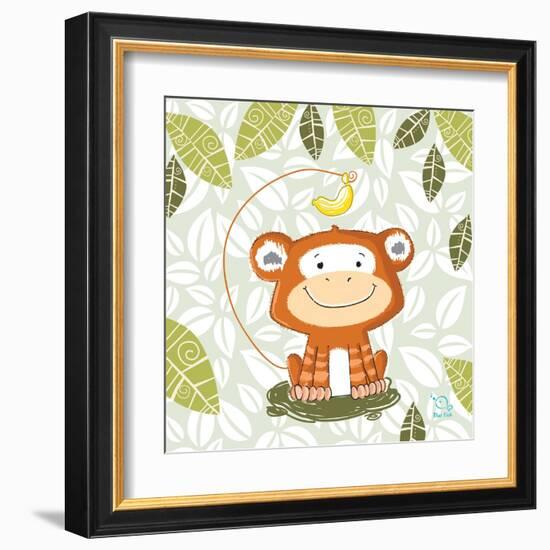 A Banana Tale-Blue Fish-Framed Art Print