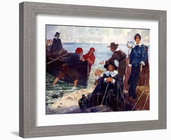 A Band of Exiles Moor'D their Bark on the Wild New England Shore, 1620-AS Forrest-Framed Giclee Print