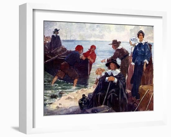 A Band of Exiles Moor'D their Bark on the Wild New England Shore, 1620-AS Forrest-Framed Giclee Print