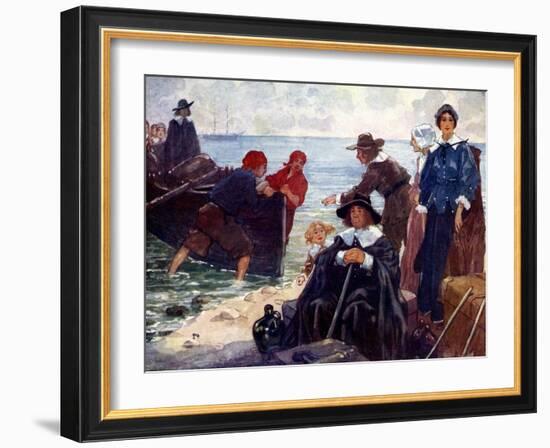 A Band of Exiles Moor'D their Bark on the Wild New England Shore, 1620-AS Forrest-Framed Giclee Print