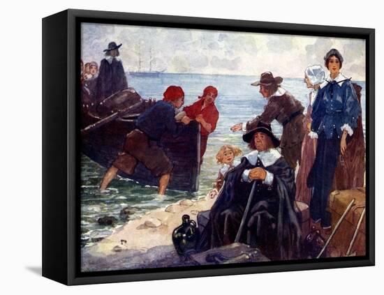 A Band of Exiles Moor'D their Bark on the Wild New England Shore, 1620-AS Forrest-Framed Premier Image Canvas