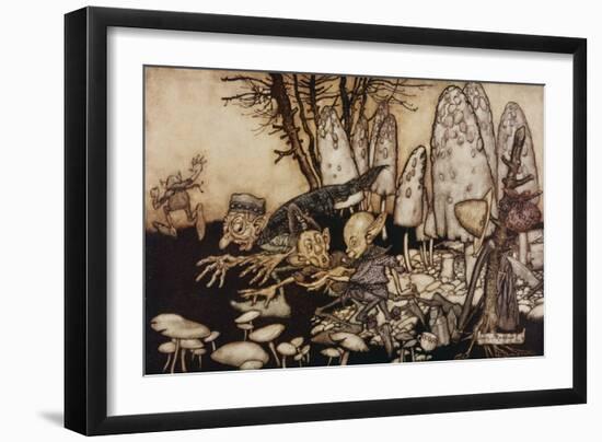 A Band of Workmen, Who Were Sawing Down a Toadstool, Rushed Away, Leaving their Tools Behind Them-Arthur Rackham-Framed Giclee Print