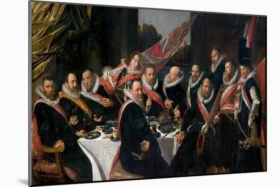 A Banquet of the Officers of the St. George Militia Company, 1616-Frans Hals-Mounted Giclee Print