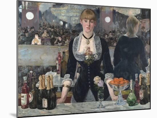A Bar at the Folies-Bergère-Edouard Manet-Mounted Premium Giclee Print