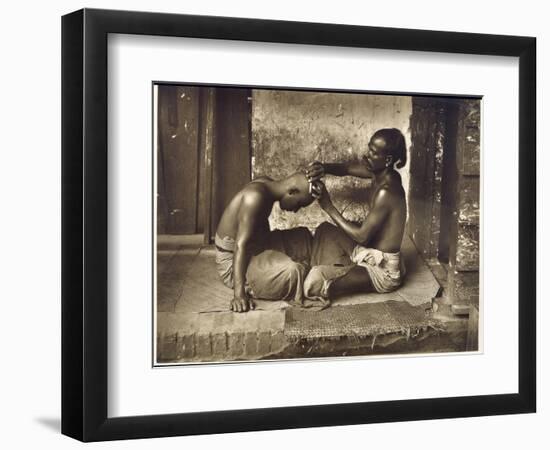 A Barber at Work in Ceylon (Sri Lanka)-null-Framed Photographic Print