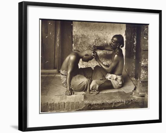 A Barber at Work in Ceylon (Sri Lanka)-null-Framed Photographic Print