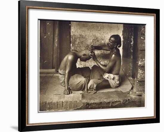 A Barber at Work in Ceylon (Sri Lanka)-null-Framed Photographic Print