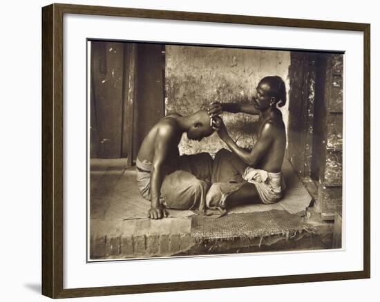 A Barber at Work in Ceylon (Sri Lanka)-null-Framed Photographic Print