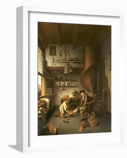 A Barber Surgeon Tending a Peasant's Foot, circa 1650-Isaack Koedijck-Framed Giclee Print