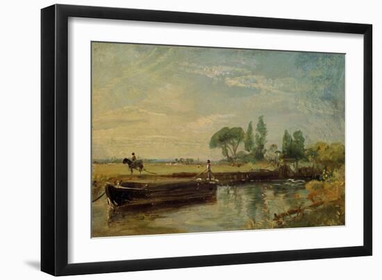 A Barge Below Flatford Lock, c.1810-John Constable-Framed Giclee Print