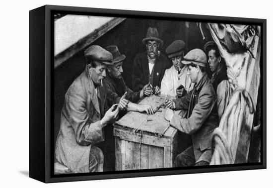 A Bargee and His Mates Play Dominoes in the Hold of a Canal Boat, 1926-1927-null-Framed Premier Image Canvas