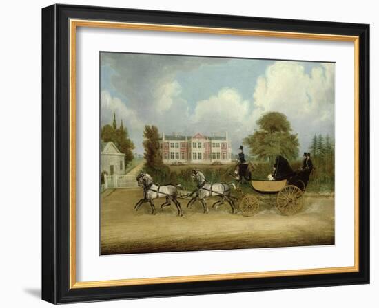 A Barouche Drawn by Four Greys Passing a Jacobean Mansion, 1830-James Pollard-Framed Giclee Print