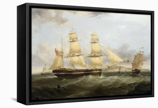 A Barque in Two Positions and Other Shipping off the Coast at Dover-William John Huggins-Framed Premier Image Canvas