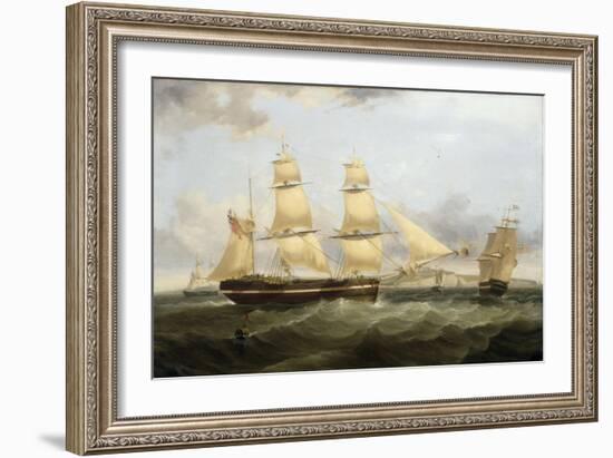 A Barque in Two Positions and Other Shipping off the Coast at Dover-William John Huggins-Framed Giclee Print