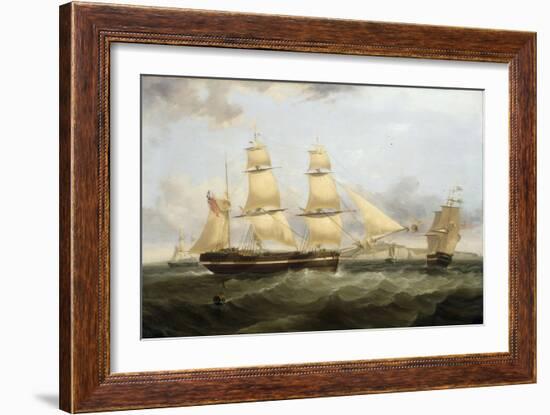 A Barque in Two Positions and Other Shipping off the Coast at Dover-William John Huggins-Framed Giclee Print