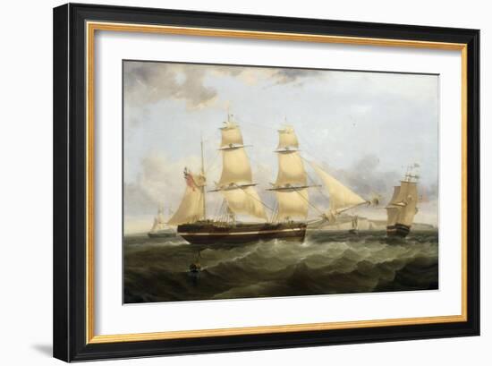 A Barque in Two Positions and Other Shipping off the Coast at Dover-William John Huggins-Framed Giclee Print