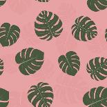 Seamless Pattern with Hand Drawn Tropical Monstera-a barre-Framed Stretched Canvas