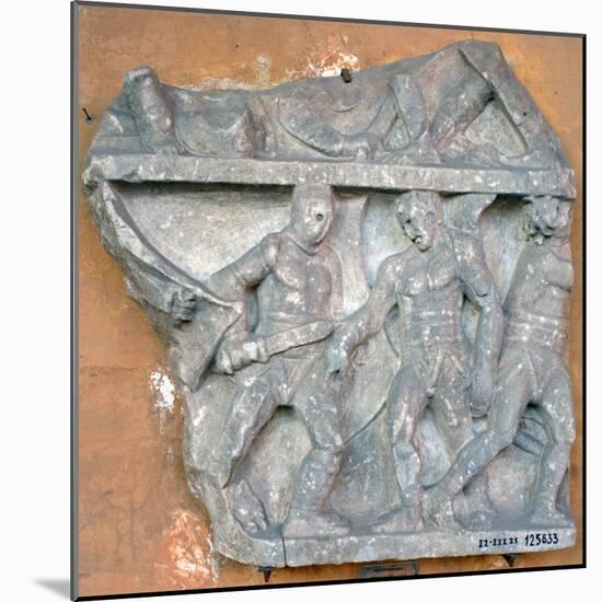 A Bas-Relief of a Fight Between Secutor and Retiarius, 3rd Century, Rome-null-Mounted Photographic Print