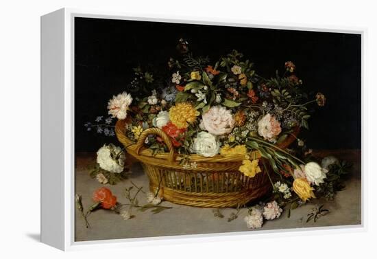 A Basket of Flowers, C.1625 (Oil on Wood)-Jan the Younger Brueghel-Framed Premier Image Canvas