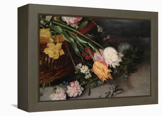 A Basket of Flowers-Jan Brueghel the Younger-Framed Stretched Canvas