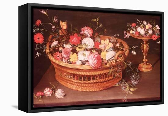 A Basket of Flowers-Jan Brueghel the Elder-Framed Premier Image Canvas