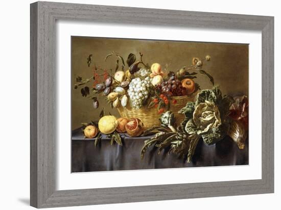 A Basket of Fruit on a Draped Table, C.1635-Adriaen van Utrecht-Framed Giclee Print