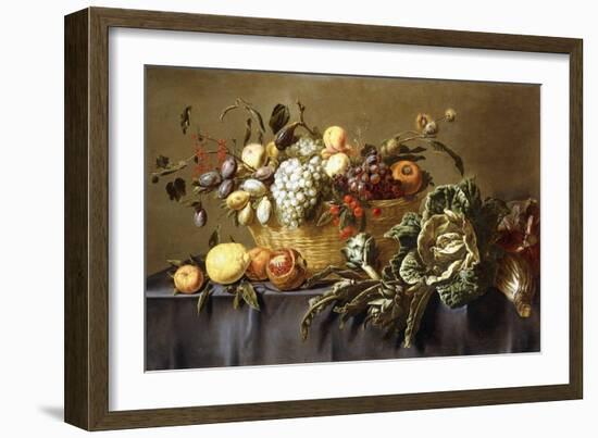 A Basket of Fruit on a Draped Table, C.1635-Adriaen van Utrecht-Framed Giclee Print