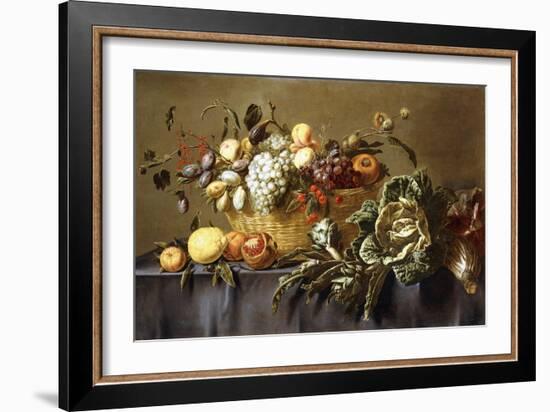 A Basket of Fruit on a Draped Table, C.1635-Adriaen van Utrecht-Framed Giclee Print