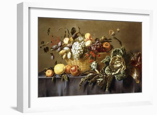 A Basket of Fruit on a Draped Table, C.1635-Adriaen van Utrecht-Framed Giclee Print