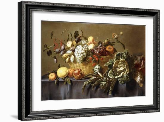 A Basket of Fruit on a Draped Table, C.1635-Adriaen van Utrecht-Framed Giclee Print