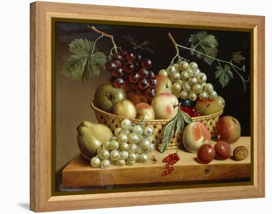 A Basket of Grapes, Apples, Peaches and other Fruit on a Ledge-null-Framed Premier Image Canvas