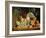 A Basket of Grapes, Apples, Peaches and other Fruit on a Ledge-null-Framed Giclee Print