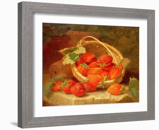 A Basket of Strawberries on a Stone Ledge, 1888-Eloise Harriet Stannard-Framed Giclee Print