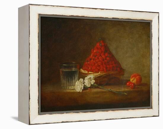 A Basket of Wild Strawberries-Jean-Baptiste Simeon Chardin-Framed Premier Image Canvas