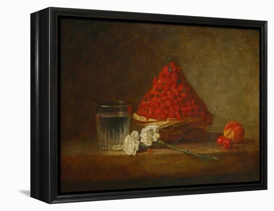 A Basket of Wild Strawberries-Jean-Baptiste Simeon Chardin-Framed Premier Image Canvas