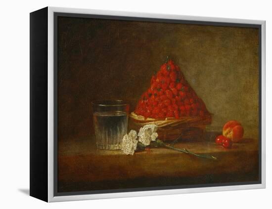 A Basket of Wild Strawberries-Jean-Baptiste Simeon Chardin-Framed Premier Image Canvas